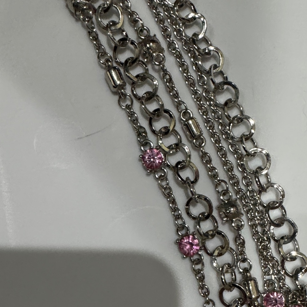 Source Unknown Silver And Pink Layered Necklace - image 6